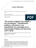 "De Pronto La Iglesia Nos Obligó A Ser Sociólogos". Socialización Política y Stronismo (1971-1976)