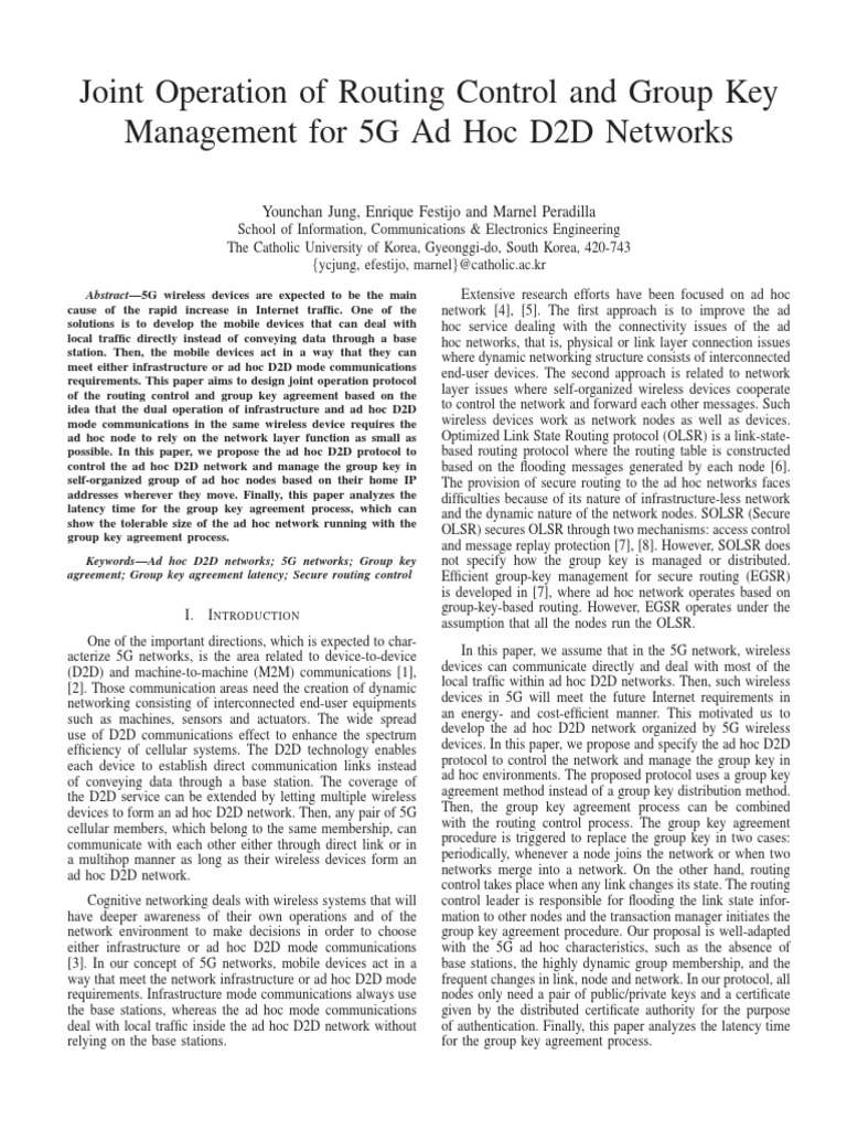 Joint Operation of Routing Control and Group Key Management For 5G Ad ...