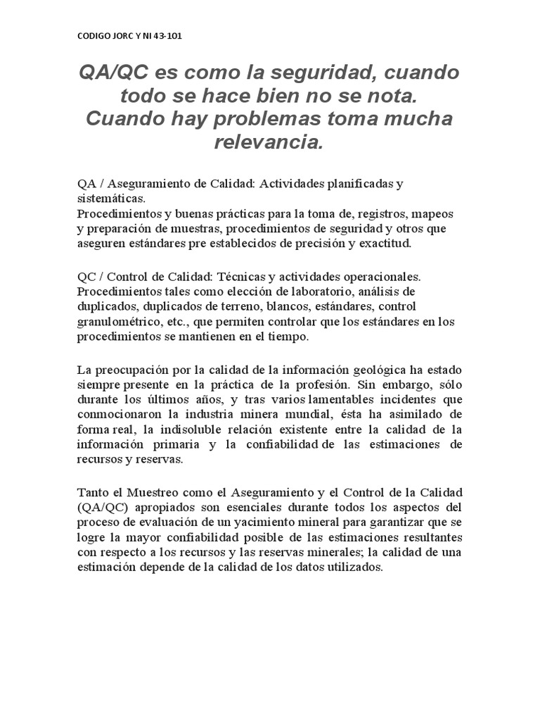 Codigo Jorc | PDF | Minería | Minerales