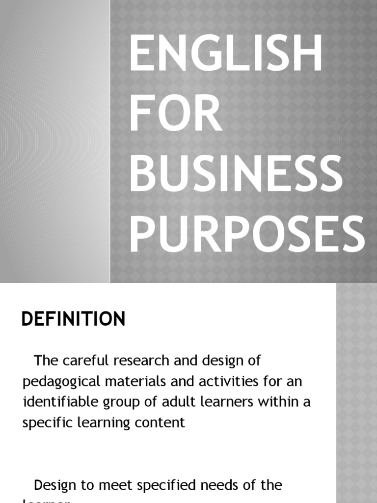 English FOR Business Purposes PDF