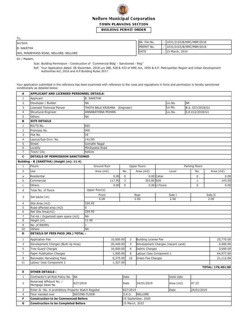 Building Permission for Commercial Project | PDF | Architect | General ...