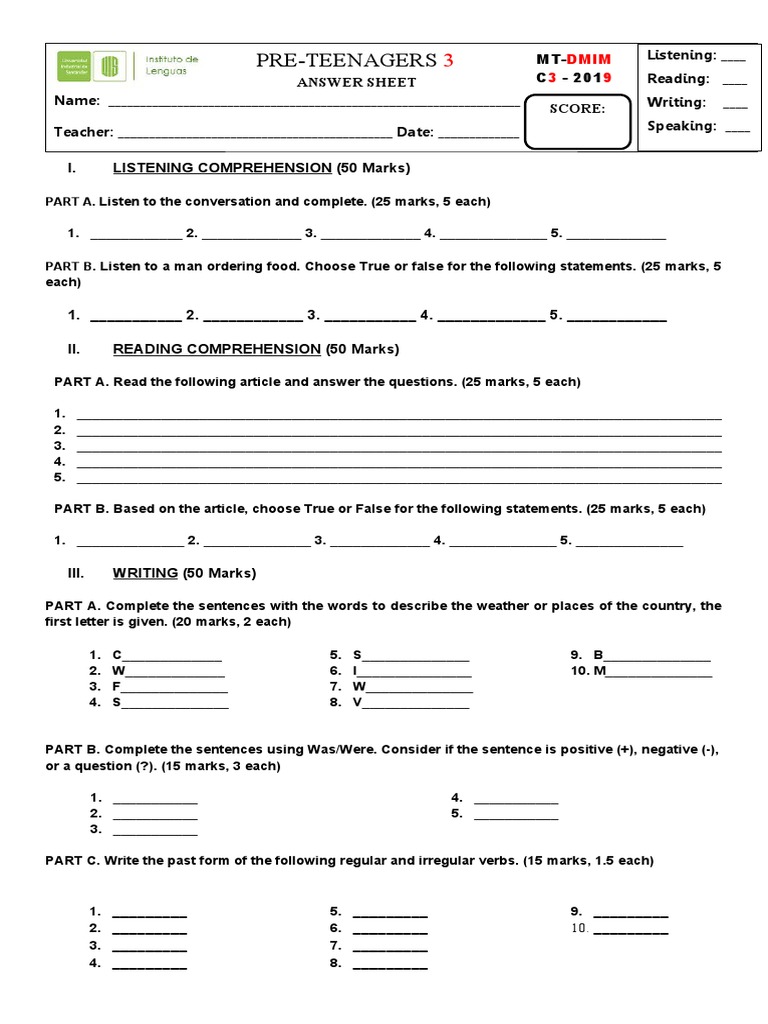 Midterm Retake Answer Sheet | PDF | Sentence (Linguistics) | Linguistic ...