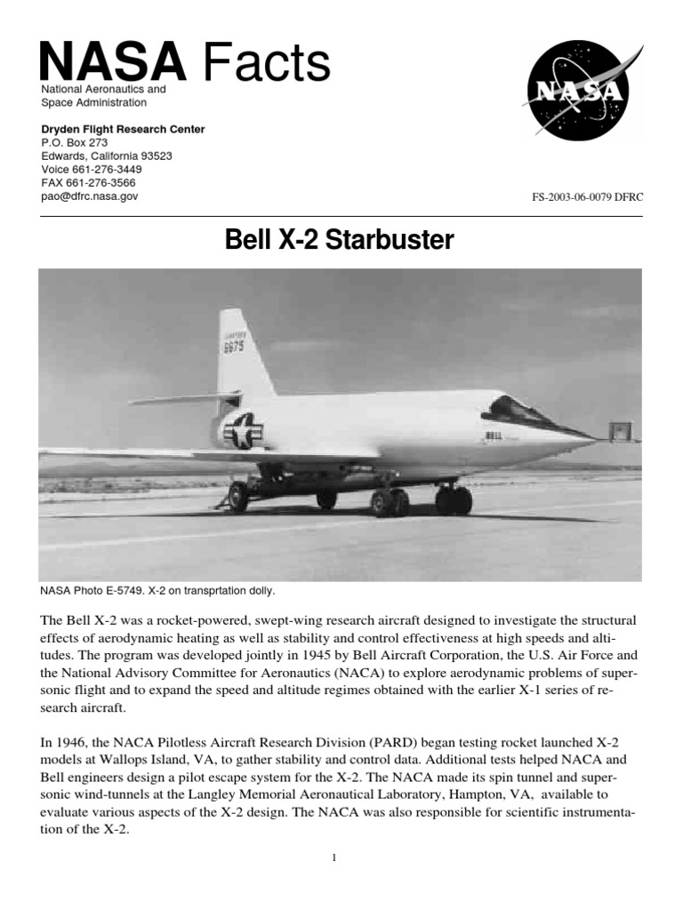 NASA Facts Bell X-2 Star Buster | PDF | Spaceflight | Vehicles