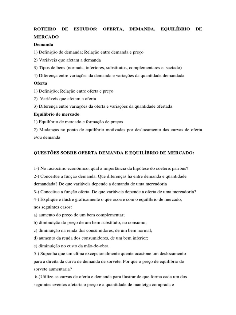 Ofertademanda Equilibrio de Mercado | PDF | Demanda | Oferta e procura