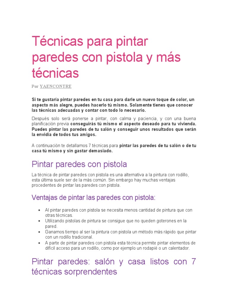 Pintar con pistola: consejos y técnicas