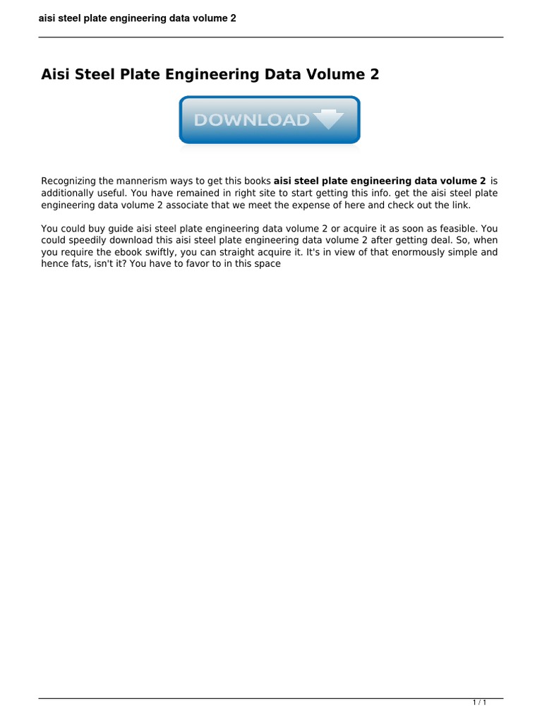 Aisi Steel Plate Engineering Data Volume 2 PDF