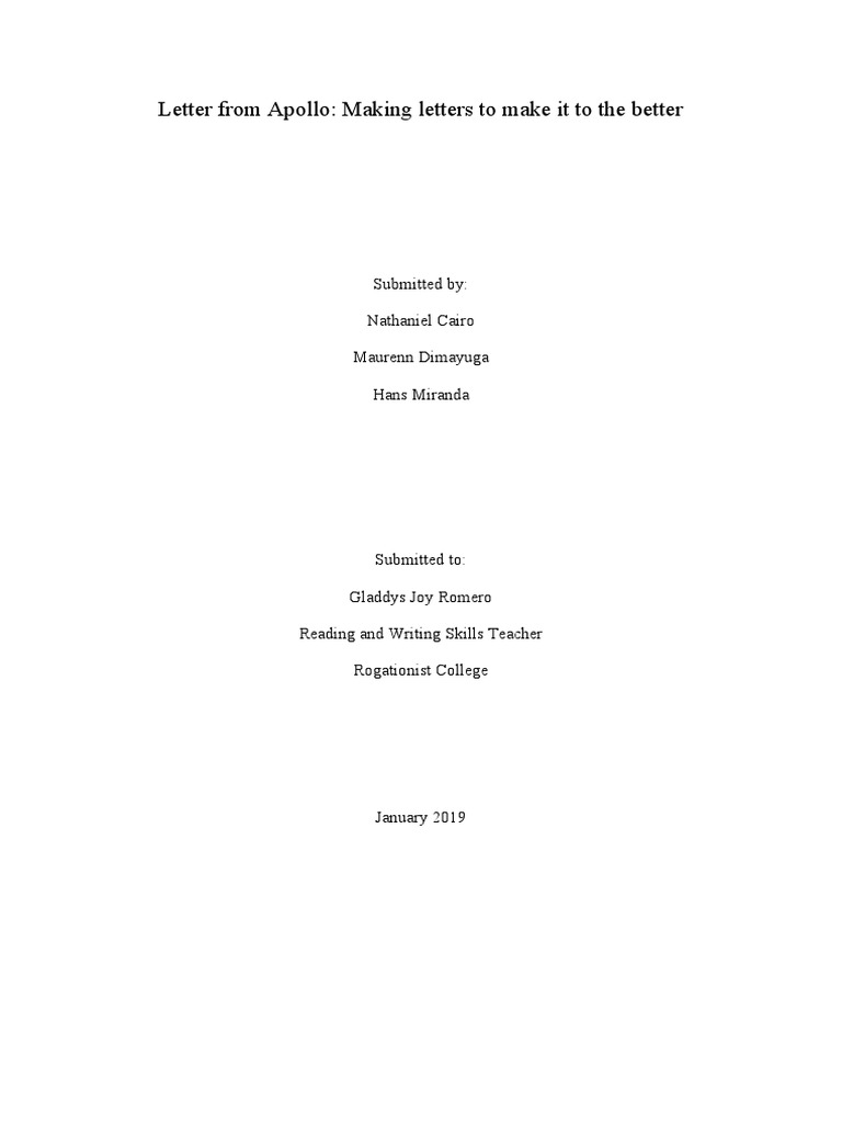 Apollo Letter Project for Student Support | PDF | Teachers | Love