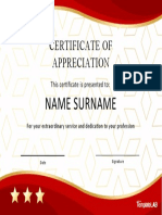 Certificate of Appreciation: Name Surname