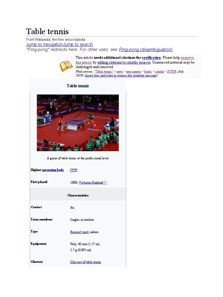 Table tennis - Wikipedia
