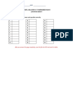 Answer Sheet - Toefl Reading 1-30