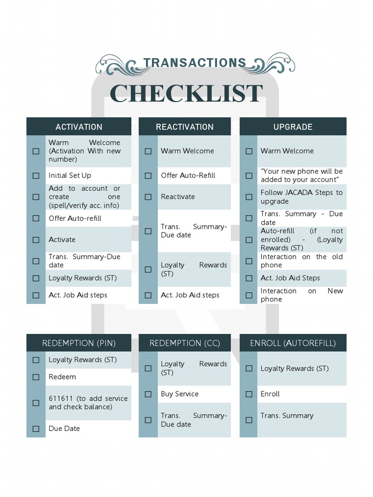 Transaction Activation Checklist Guide | PDF