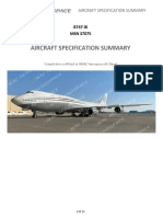 Aircraft Spec Summary for B747-8i MSN 37075