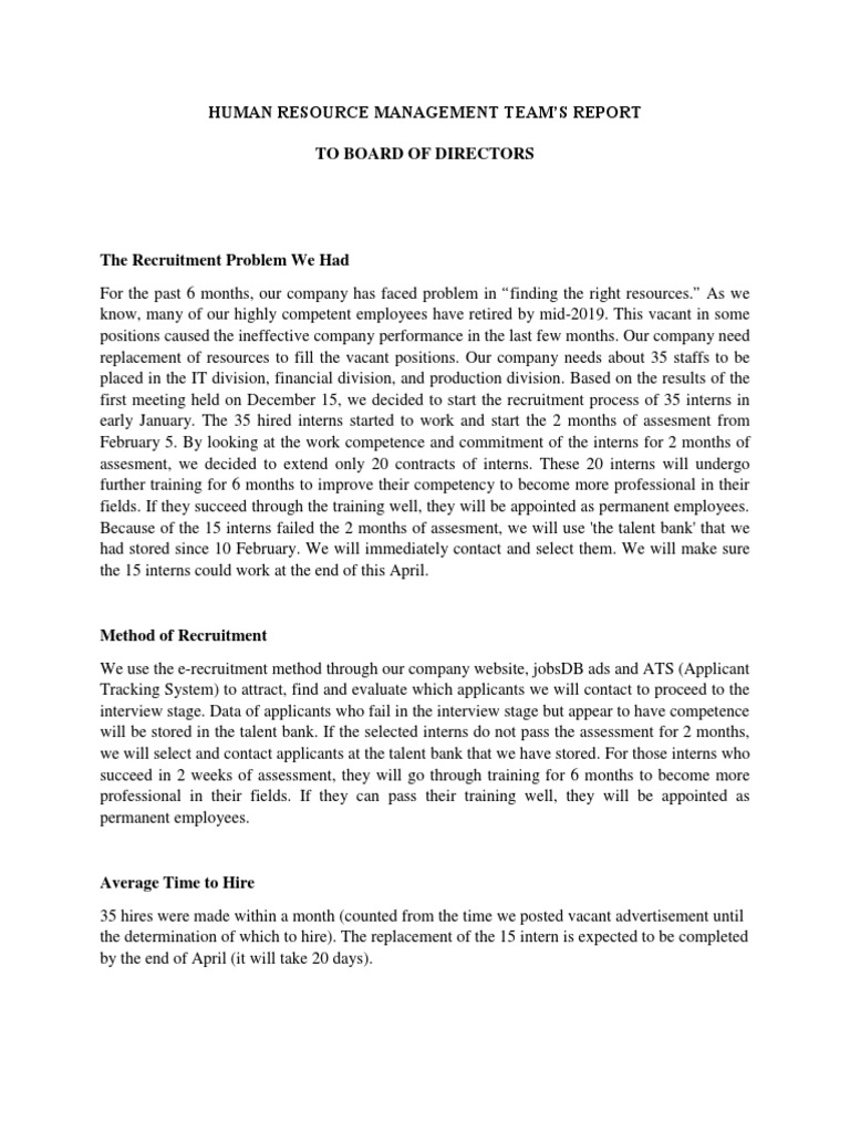 Recruitment Strategy and Progress Report | PDF | Recruitment ...
