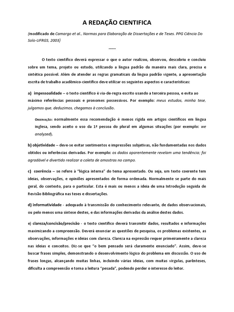 Recomendações Redação Cientifica v4 | PDF | Science | Conhecimento