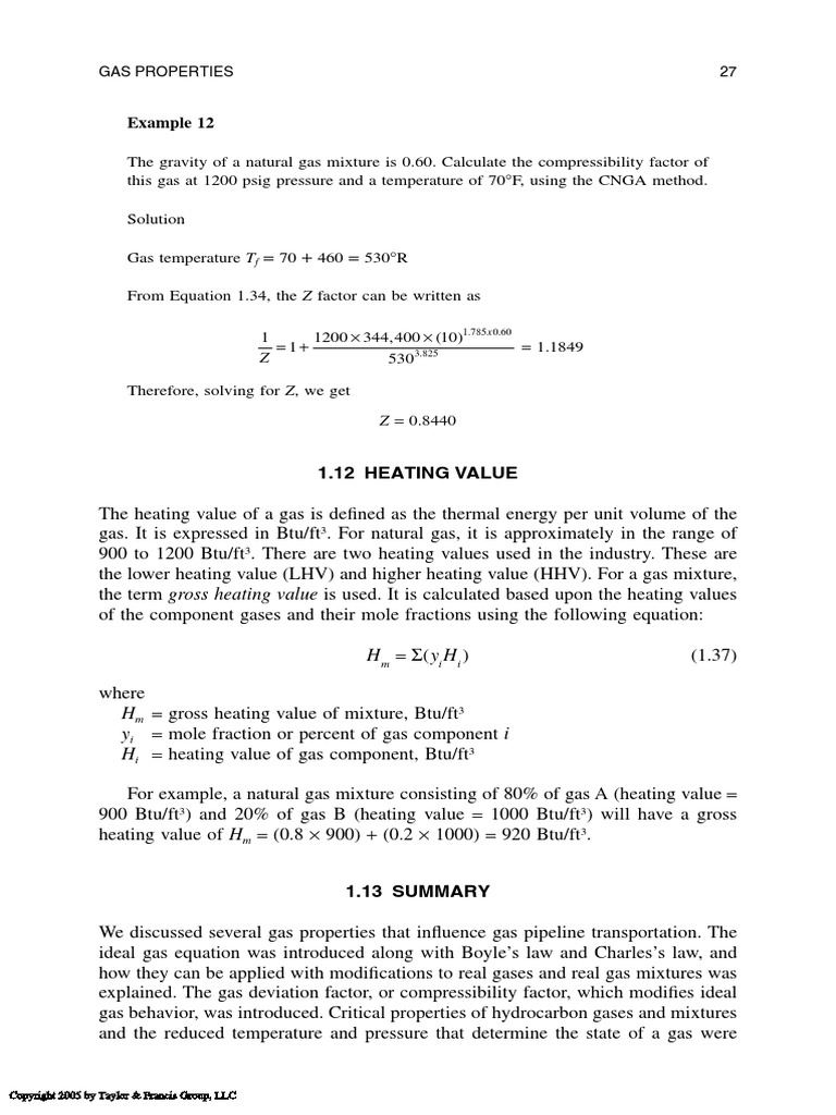 Example 12: Gas Properties 27 | PDF | Gases | Natural Gas