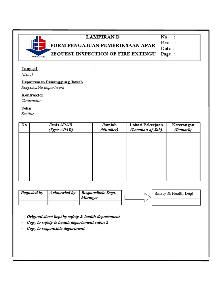 APAR Inspection Request Form | PDF | Technology & Engineering