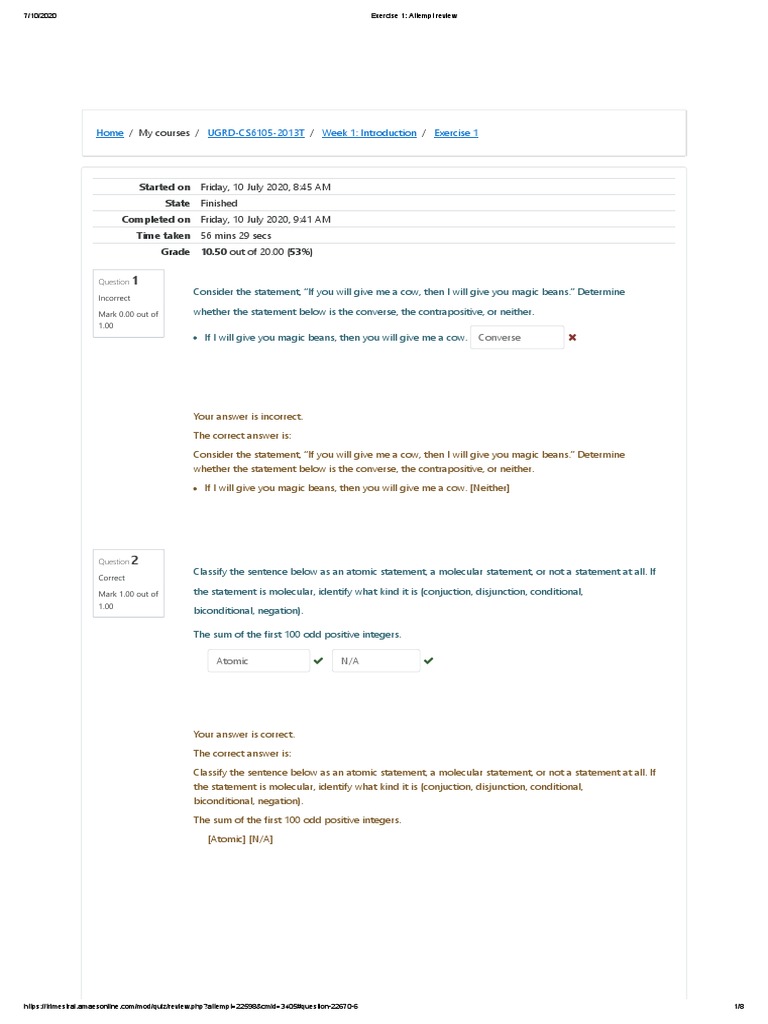 Exercise 1 Attempt Review Summary | PDF | Truth | Triangle