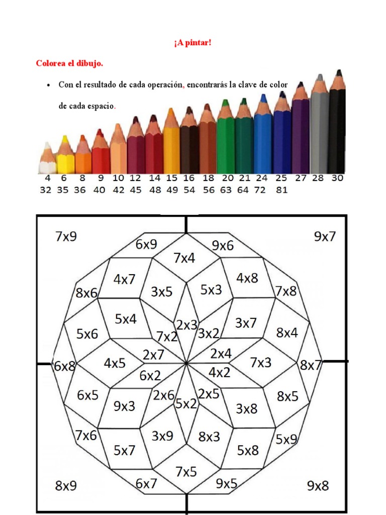 Repaso de Multiplicación. Mandala. PDF