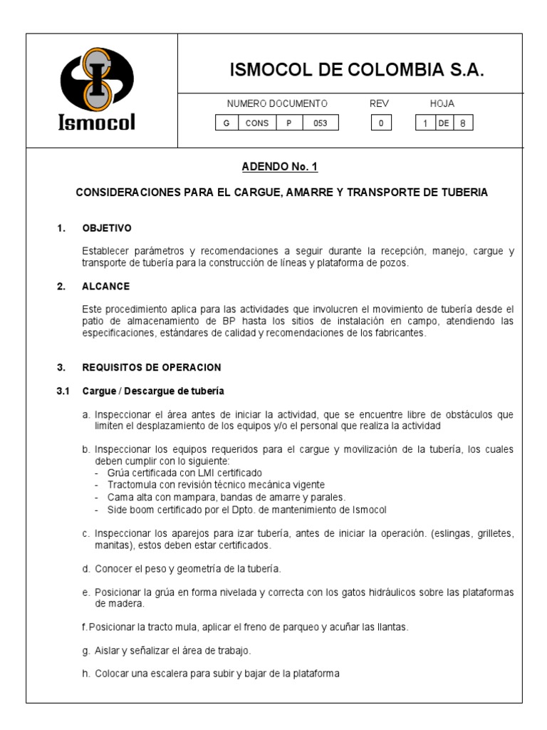 Transporte Seguro de Tubería en Construcción | PDF | Tubería ...