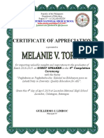Certificate of Appreciation: Lucsuhin National High School