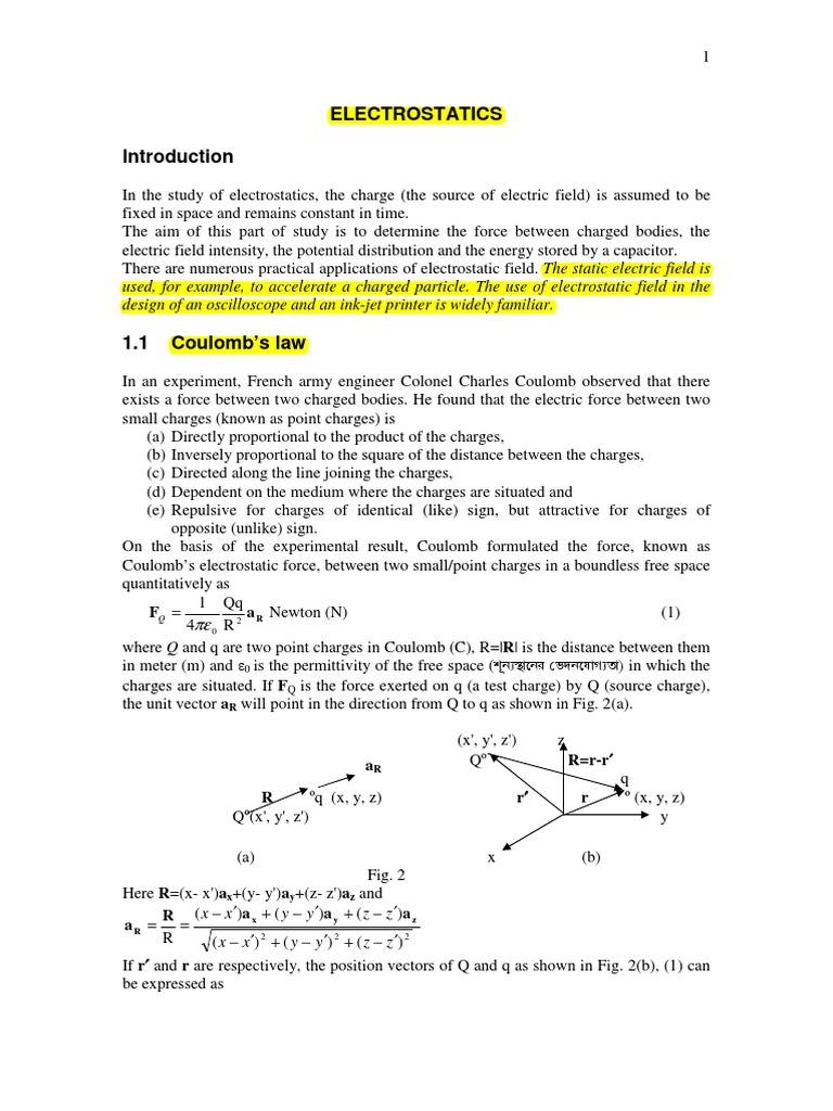 Electrostatics Electrostatics Electric Field