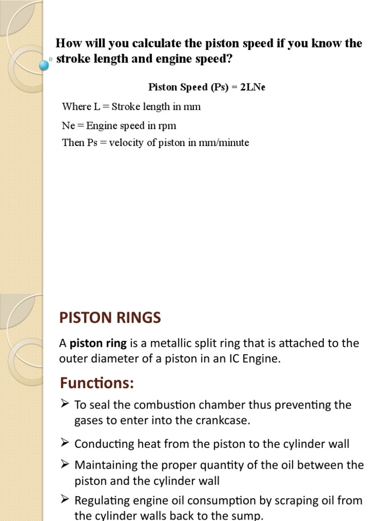 How Will You Calculate The Piston Speed If You Know The Stroke Length and Engine Speed? PDF