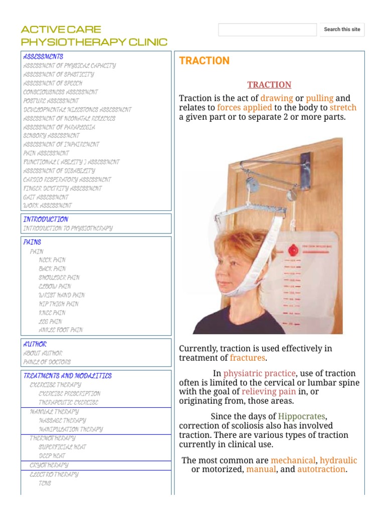 Traction - Active Care Physiotherapy Clinic PDF | PDF | Physical ...