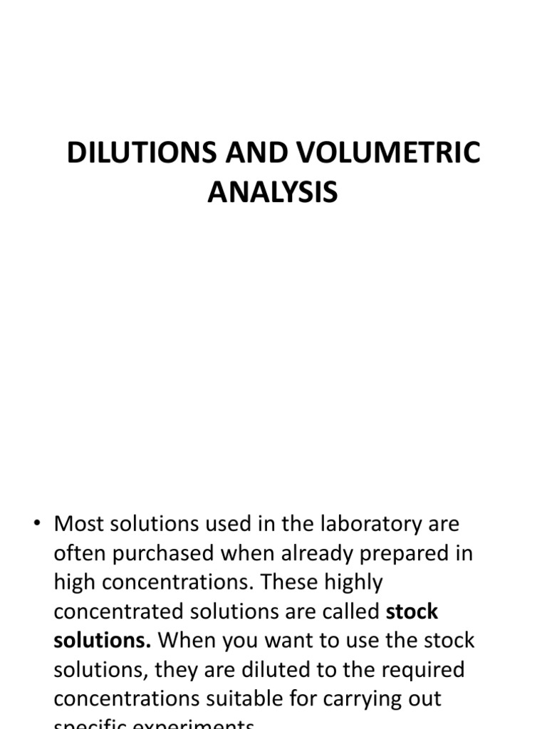 Dilutions and Volumetric Analysis Set A 2020 PDF Concentration