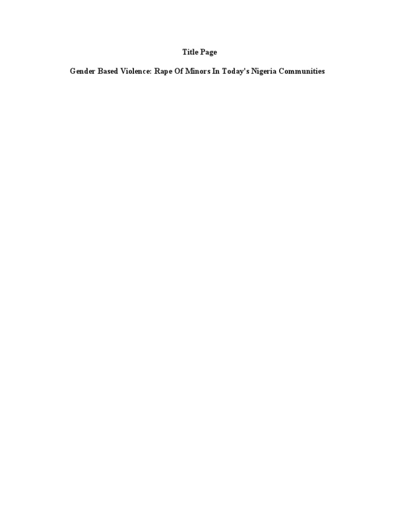 Rape of Minors: Gender Violence in Nigeria | PDF | Domestic Violence ...