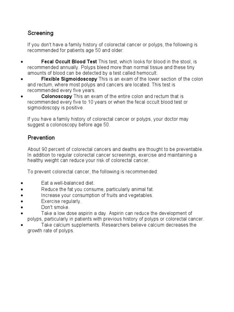Colorectal Cancer Screening Guidelines | PDF