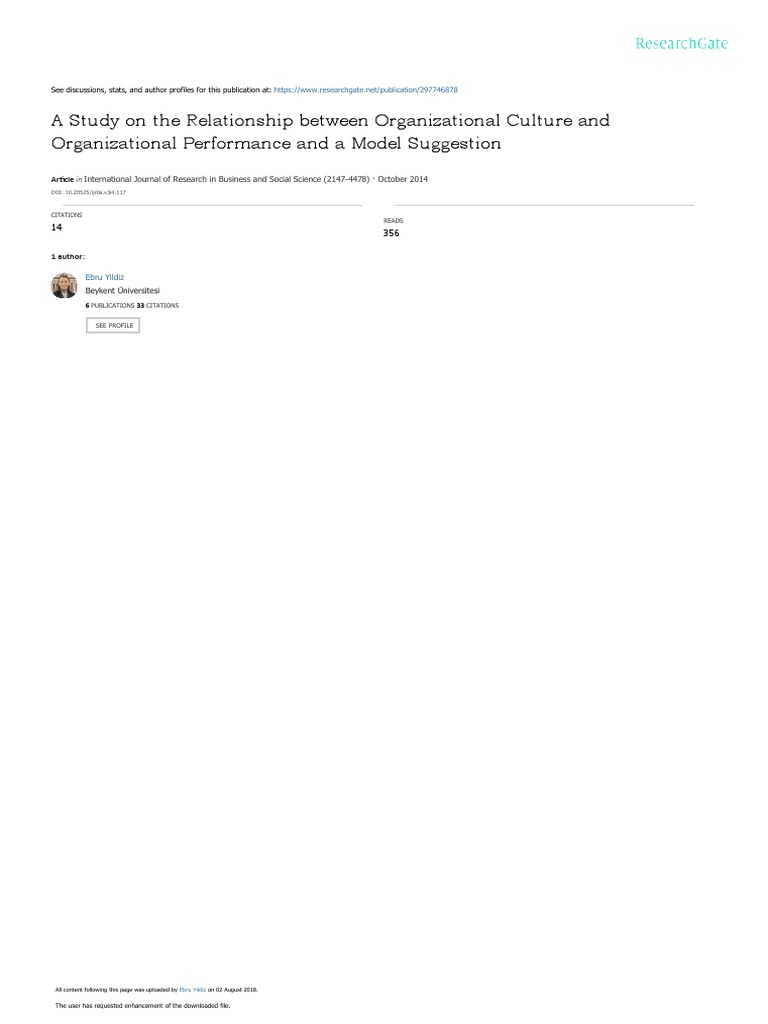 A Study On The Relationship Between Organizational Culture and ...