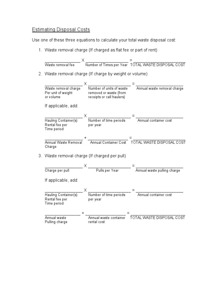 Estimating Disposal Costs PDF | PDF
