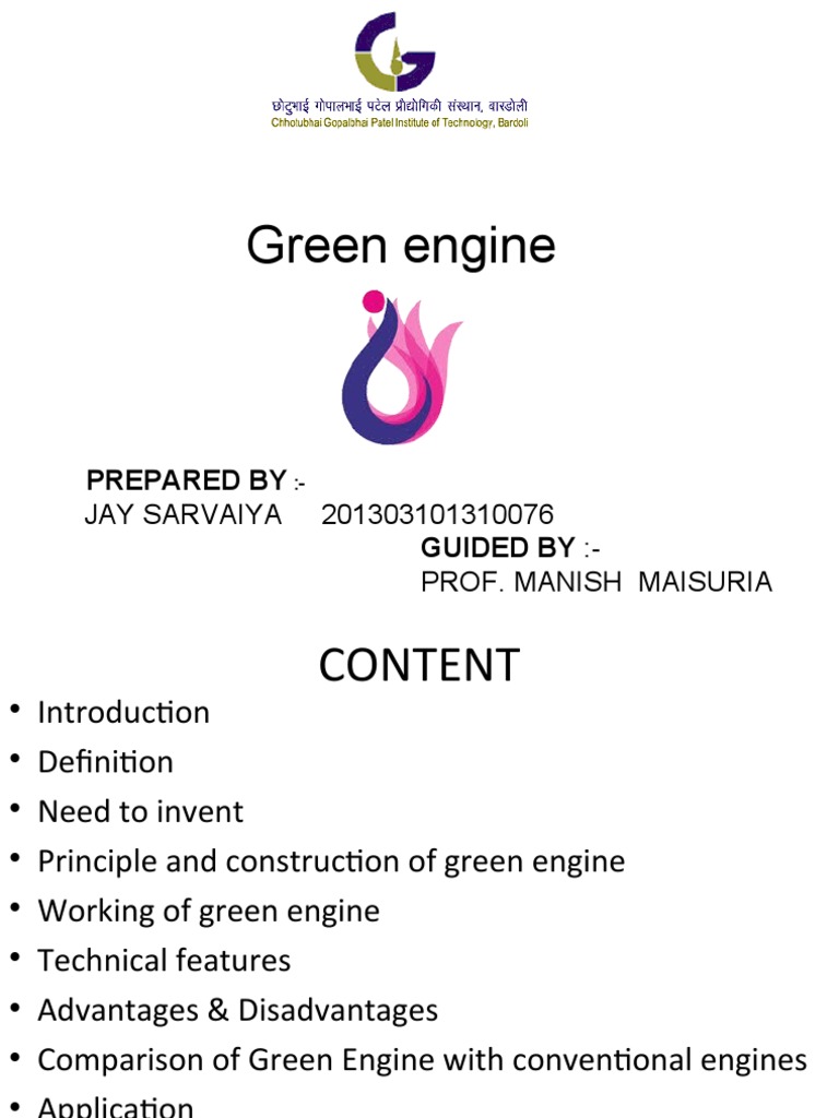 Green Engine Technology Overview | PDF | Engines | Exhaust Gas