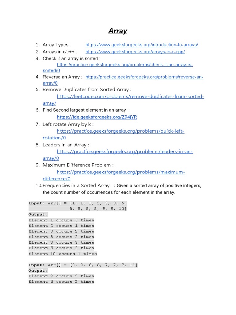 Array 1. Array Types 2. Arrays in C/C++ 3. Check If An Array Is