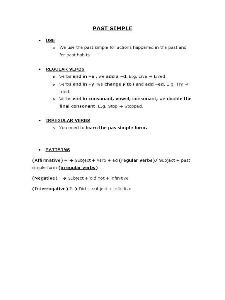 Past Simple | PDF | Language Arts & Discipline
