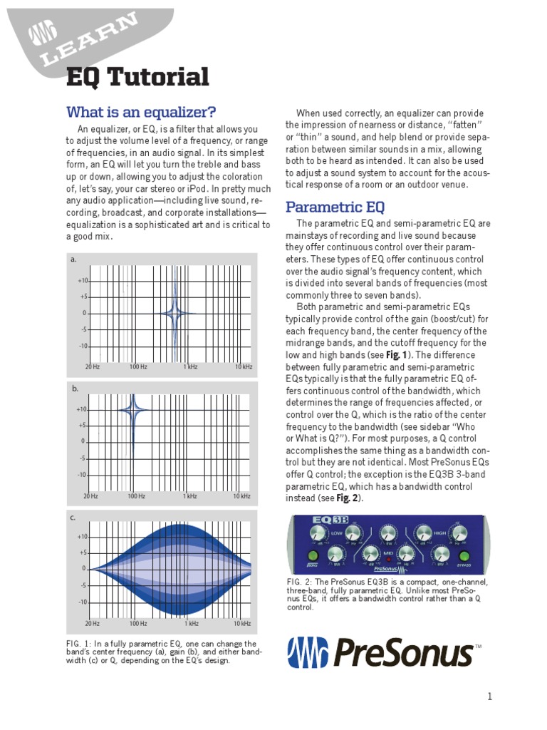 Eq Tutorial PDF Equalization (Audio) Bandwidth (Signal Processing)