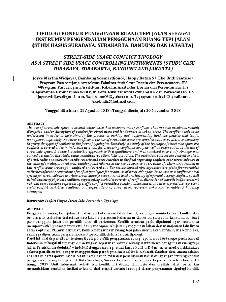 StreetSide Usage Conflict Tipology As A StreetSide Usage Controlling