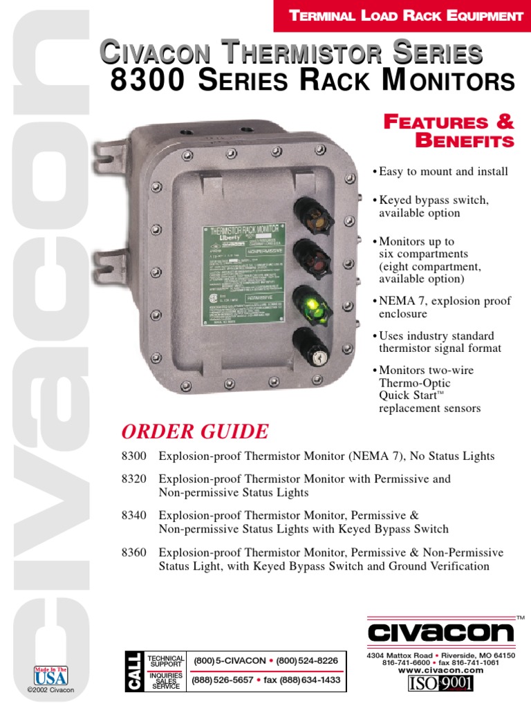 8300 Series Thermistor Rack Monitor Data Sheet | PDF | Relay ...
