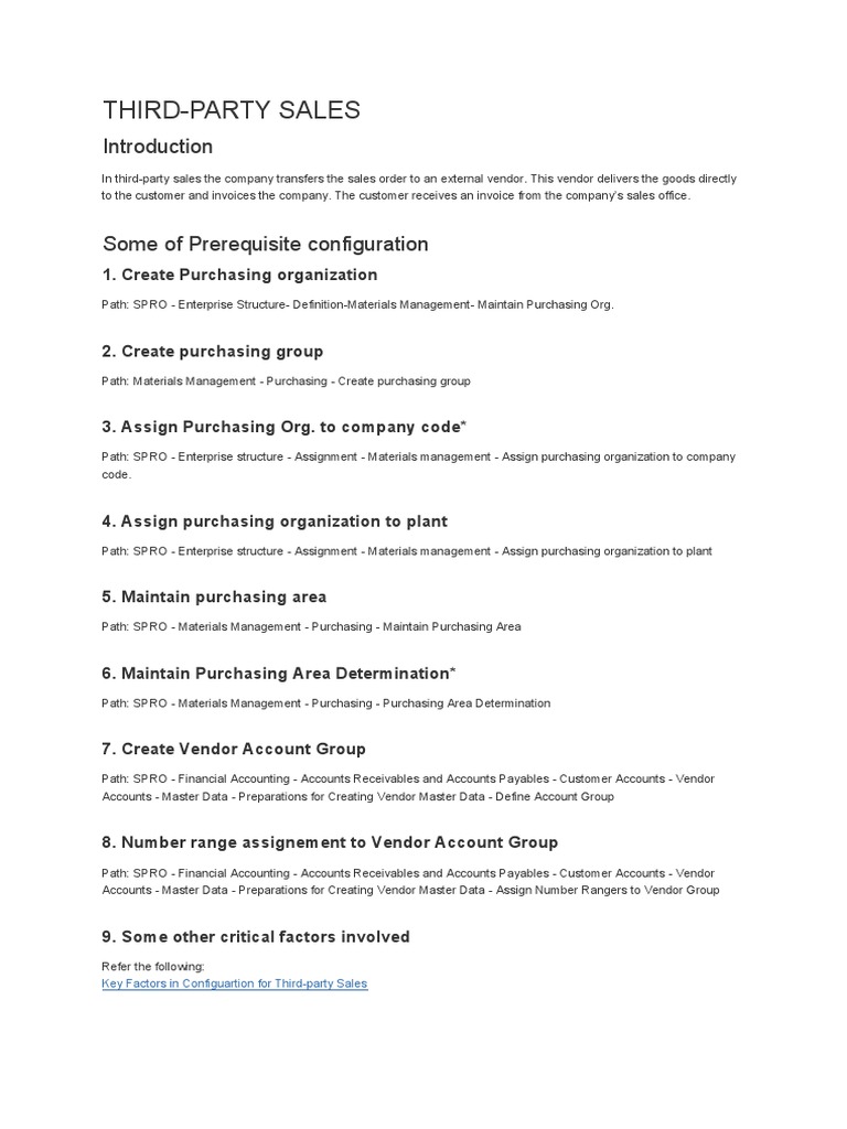 Sap Sd Third Party Sales Pdf Invoice Electronic Data Interchange