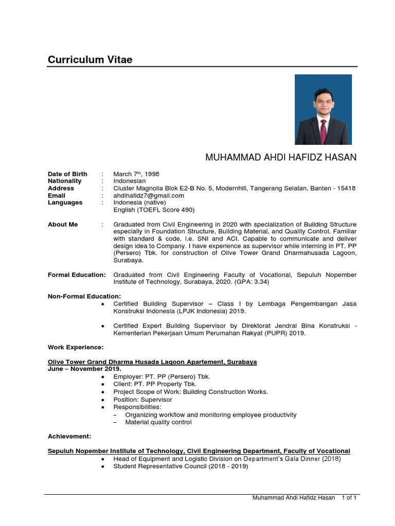 Muhammad Ahdi Hafidz Hasan CV | PDF