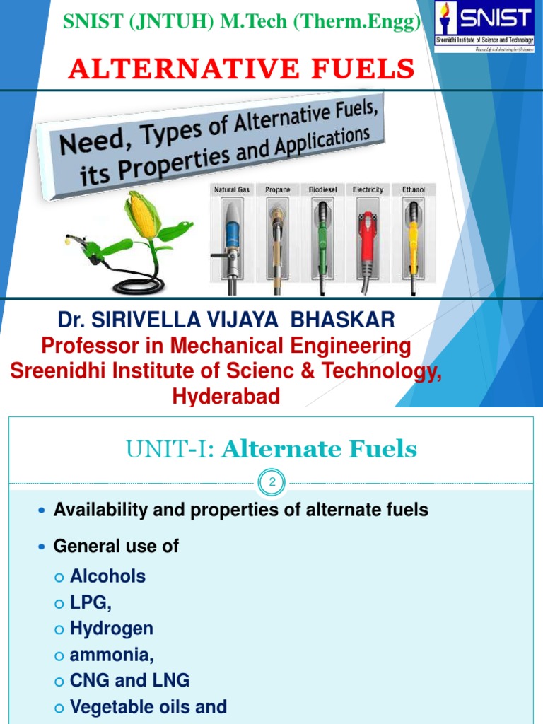 Alternative Fuels: SNIST (JNTUH) M.Tech (Therm - Engg) | PDF ...