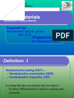 NDT of Materials: Prepared By/ Prepared For
