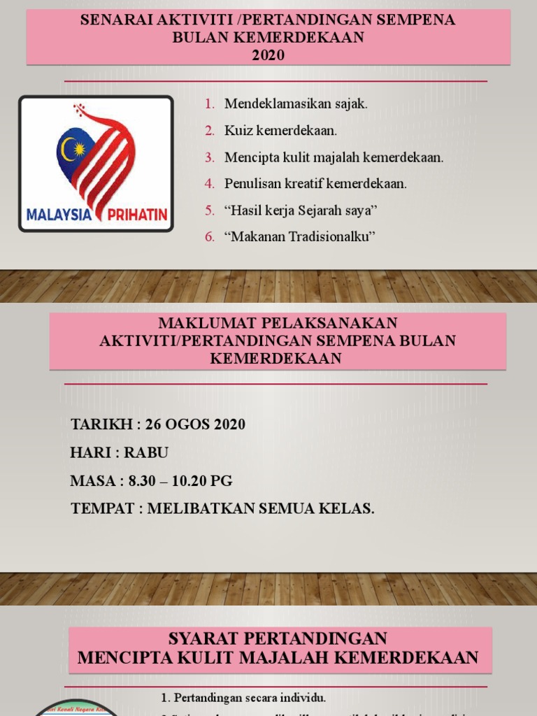 Senarai Aktiviti Bulan Kemerdekaan 2020 Pdf