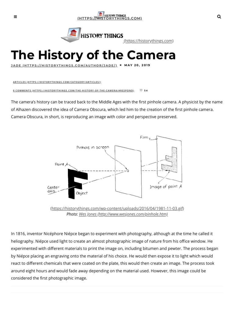 The History of The Camera PDF Optical Devices Hobbies