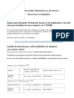 Listados de Horarios de Alumnos de 1º de Básicas y ENLACE REUNIÓN VIRTUAL 1º EEBB PDF