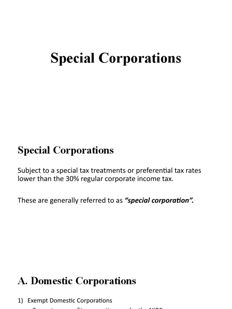 Special Corporations PDF Tax Exemption Nonprofit Organization