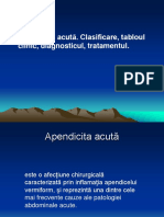 Apendicita Acută. Clasificare, Tabloul Clinic, Diagnosticul, Tratamentul. PDF