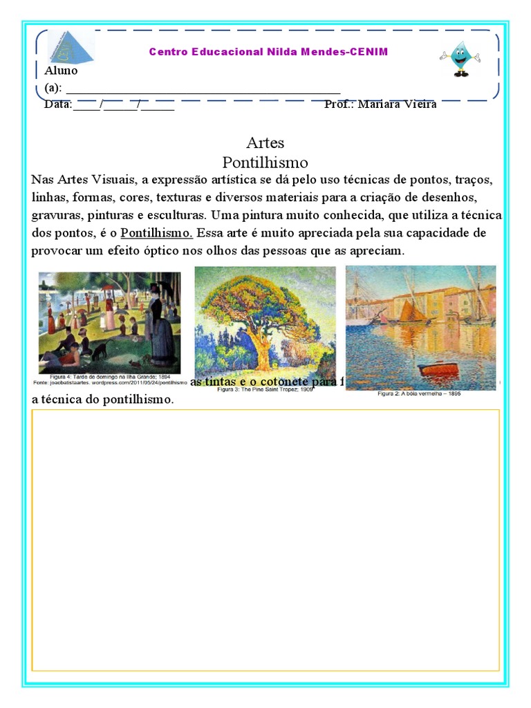 Atividade de Pontilhismo com Cotonete | PDF | Ciências Sociais | Casa e ...
