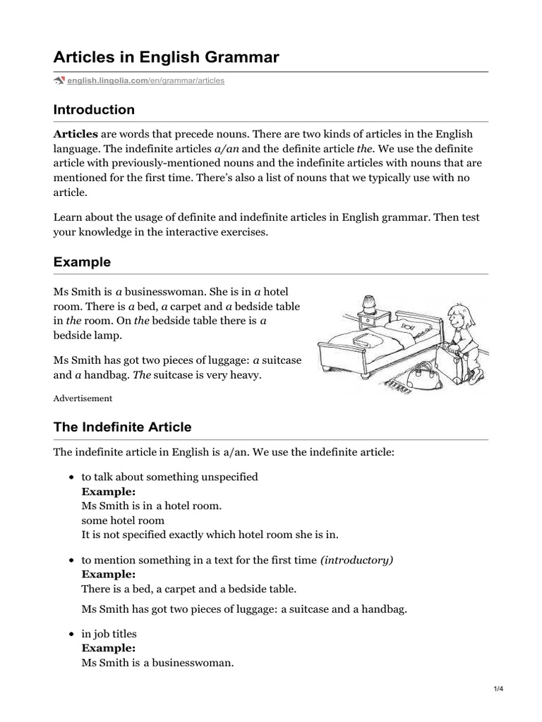 Articles English Language Syntactic Relationships