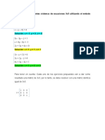 Ejercicios de Sistemas de Ecuaciones Lineales 3x3